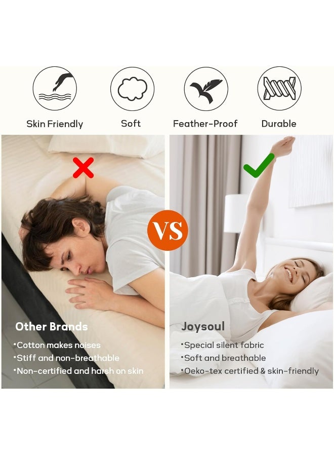 Joysoul Down Comforter Queen Size-All Season Comforter-Ultra Soft White Goose Down Fill and Feather Fiber-Cover Luxury Hotel Bed Comforter with Corner Tabs.(88"X88" Pink) - Image 5